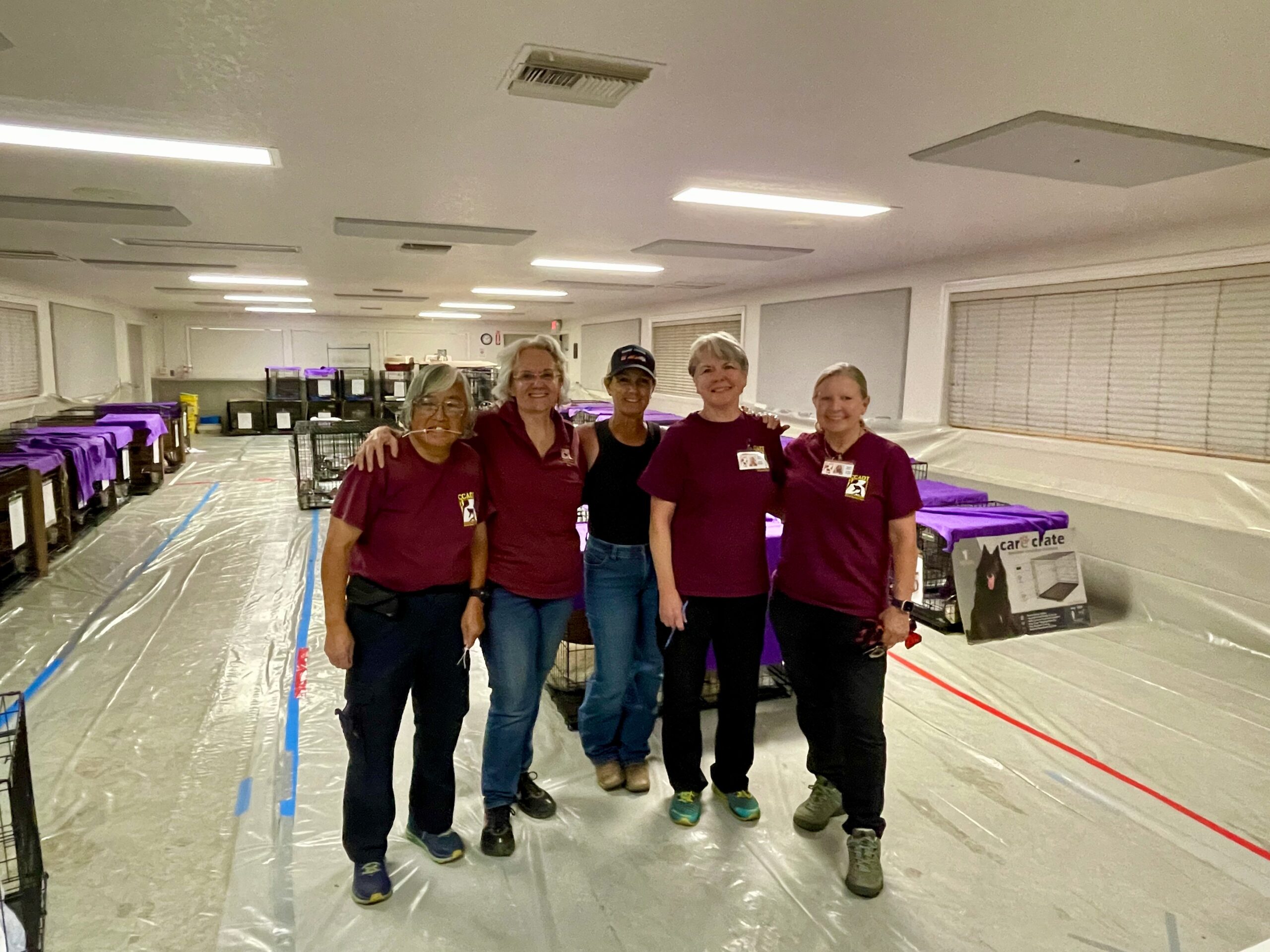It's 3:00 a.m. and our volunteers are still working hard!  (L-R): Betty Wong, Leslie Harris, Suzy Shimonishi, Beth Carver and Traci Wood