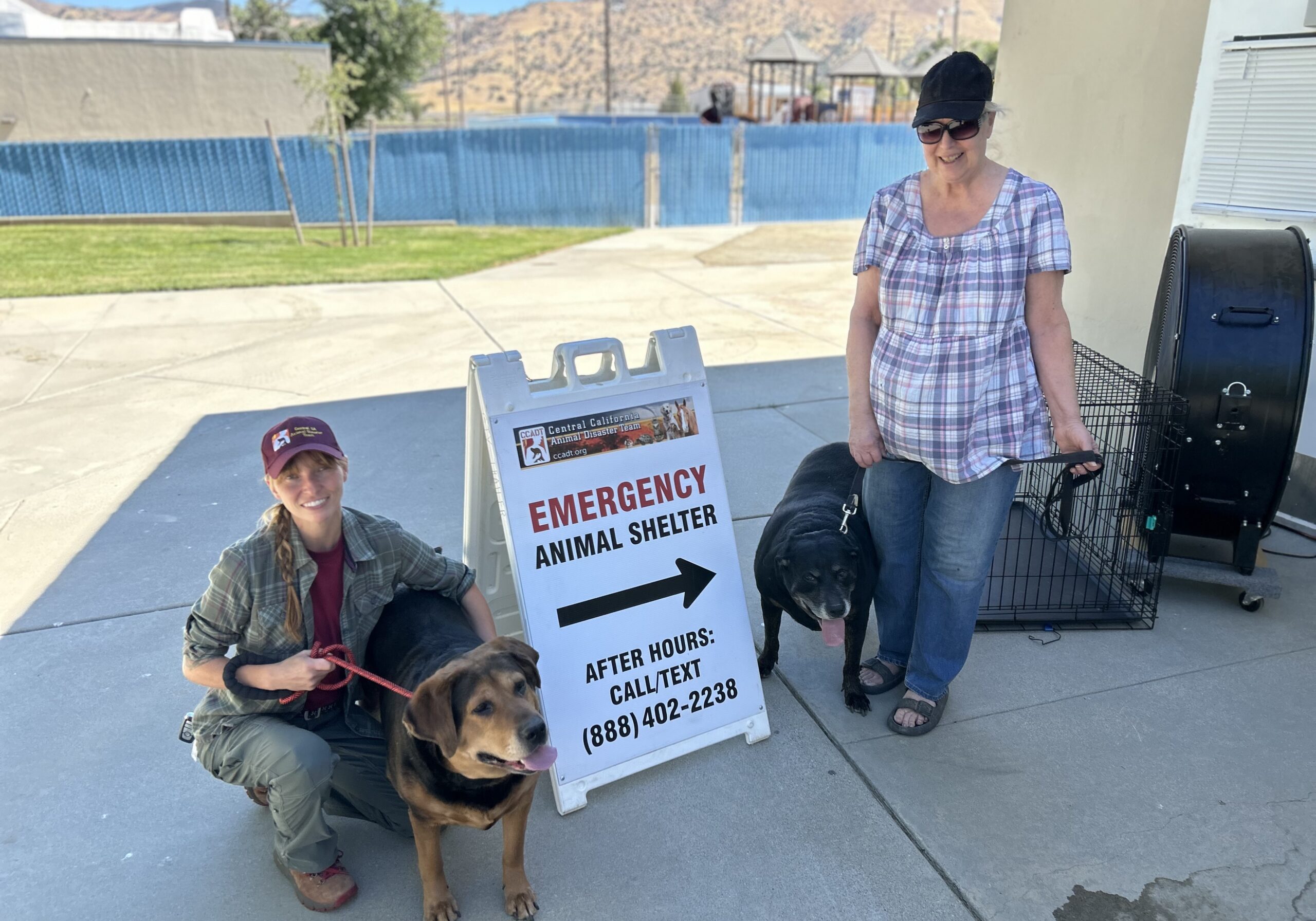 CCADT Volunteer Katie Grube helping evacuees with pets.  Borel Fire, Kern County 2025